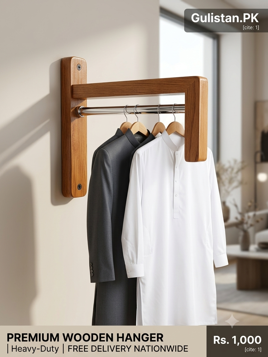 Heavy Duty Wooden Wall Hanger & Wardrobe Organizer - Image 3